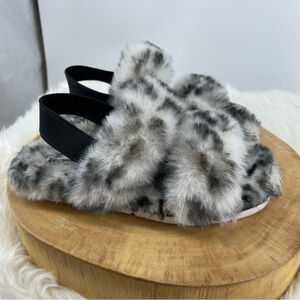 Dolce‎ Vita Pochy Faux Fur Slingback Slipper, B/W Spotted Faux Fur 7